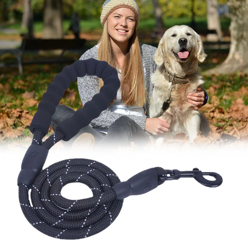 

Strong Dog Leash Comfortable EVA Padded Handle Night Reflective Threads for Medium Large Dog LFD