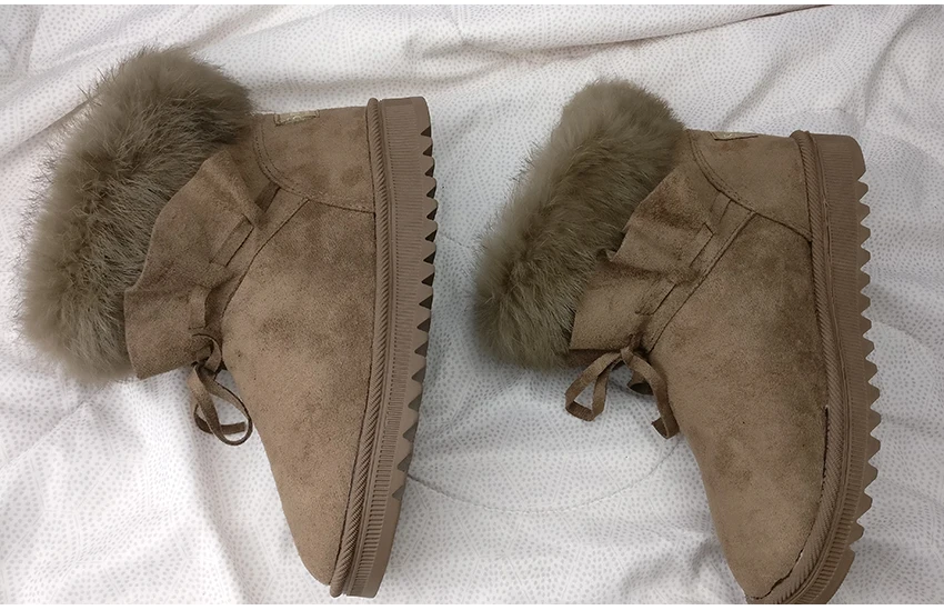 LazySeal/обувь с натуральным мехом; женские замшевые зимние ботинки на кроличьем меху; женские Теплые ботильоны на платформе с плюшевой подкладкой