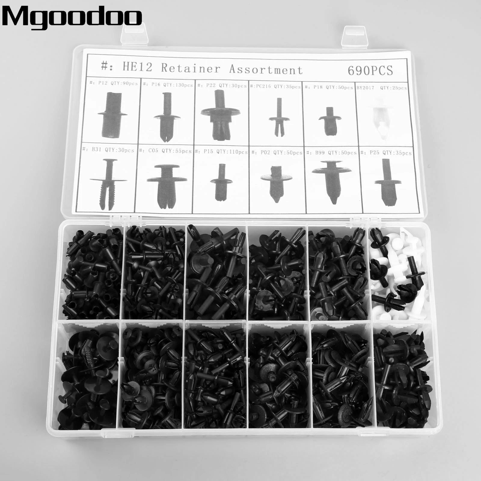 

690Pc Auto Push Pin Rivet Trim Panel Clip Fastener Car Body Interior Assortment Kit For G M Ford Toyota Honda Nissan VW Chrysler