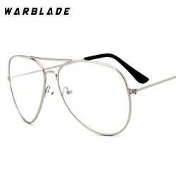 Classic Transparent Alloy Frame Aviator Eyeglasses (Silver)