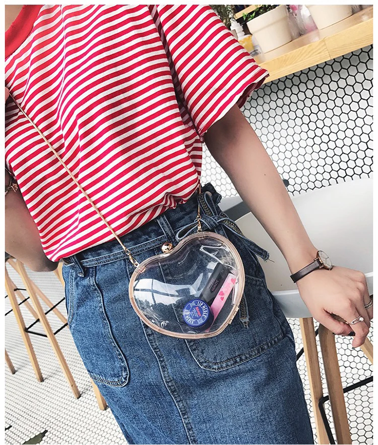 Милые модные прозрачные пластиковые женские вечерние сумки с сердечками, кошелек сумка через плечо, мини сумка через плечо с клапаном