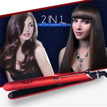 Профессиональный светодиодный Электрический Выпрямитель для волос CkeyiN 2 в 1, утюжок для завивки волос, турмалин, керамические инструменты для укладки волос