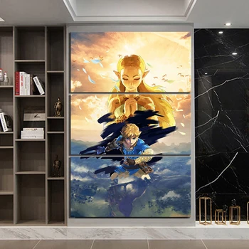 

3 Piece Games Art Print The Legend of Zelda Breath of The Wild Poster Artwork HD Wall Paintings for Home Decor
