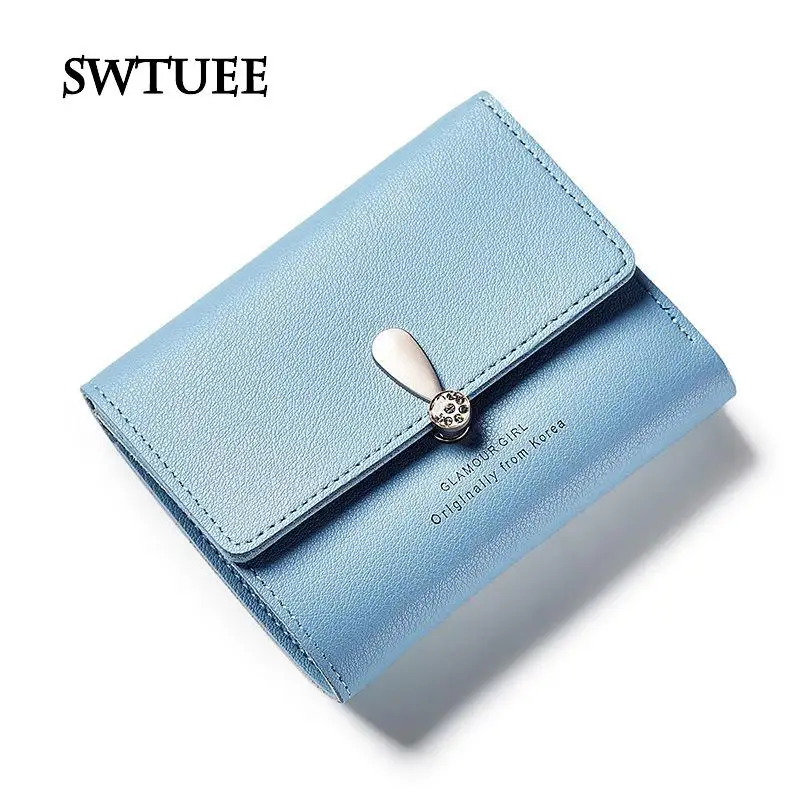 SWTUEE Brand Design Three Fold Women Girl's Coin Purse PU Leather Student Wallet Fashion Solid Short 45BK440 |