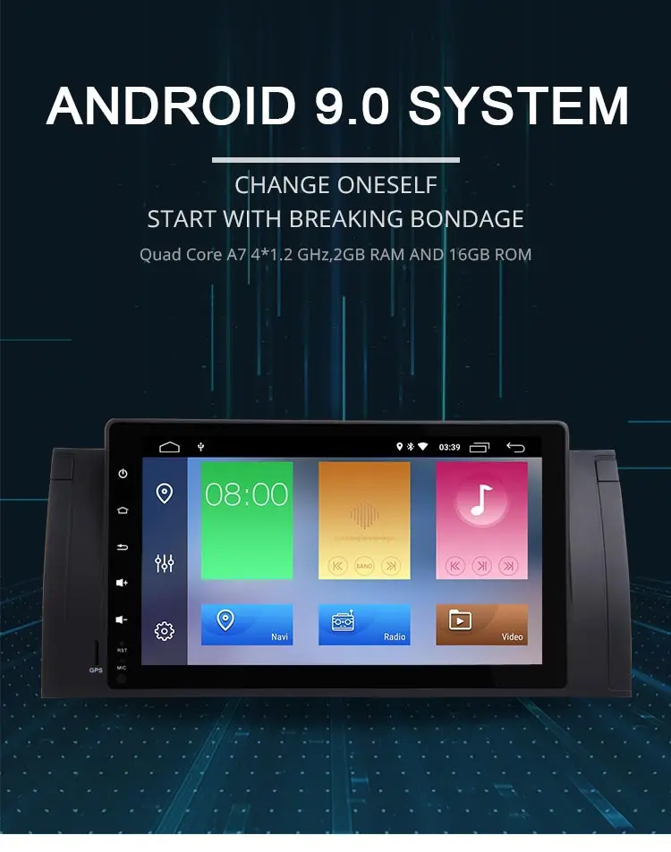 Discount LJDA 9 Inch 1 Din Android 9.0 Car Radio For BMW E39 X5 M5 E53 Car Multimedia Player Stereo Auto Audio GPS Video Canbus 2G+16G 1
