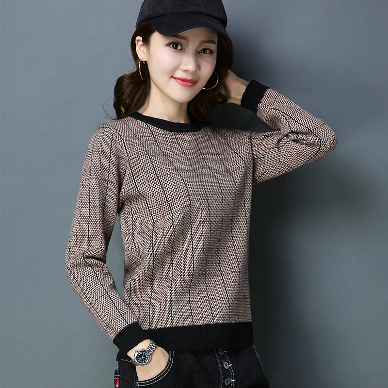 High Quality Winter Women Plaid Sweater Ladies Fashion Knitted Sweater ...