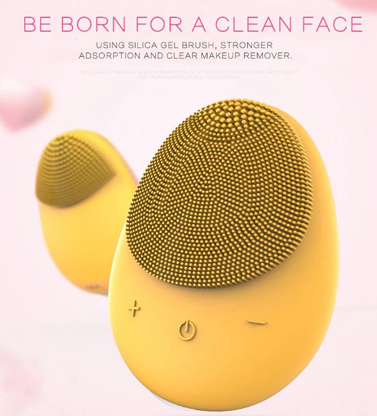 Mini Electric Facial Cleaning Brush Silicone Waterproof Vibration Massager wireless Rechargeable Ultrasonic Face Beauty tool