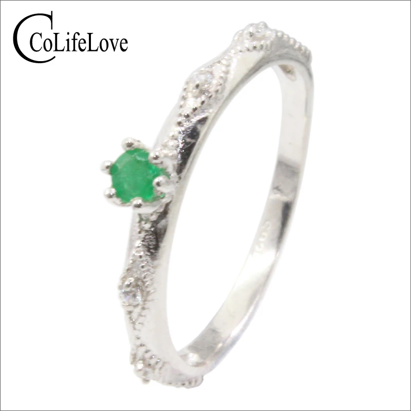 Elegant 925 silver emerald ring 3 mm natural SI grade sterling jewelry romantic gift for girl | Украшения и аксессуары