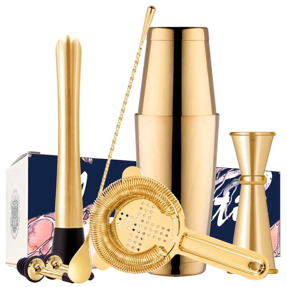 7Pcs Stainless Steel Cocktail Shaker Set Kit Homestia Professional