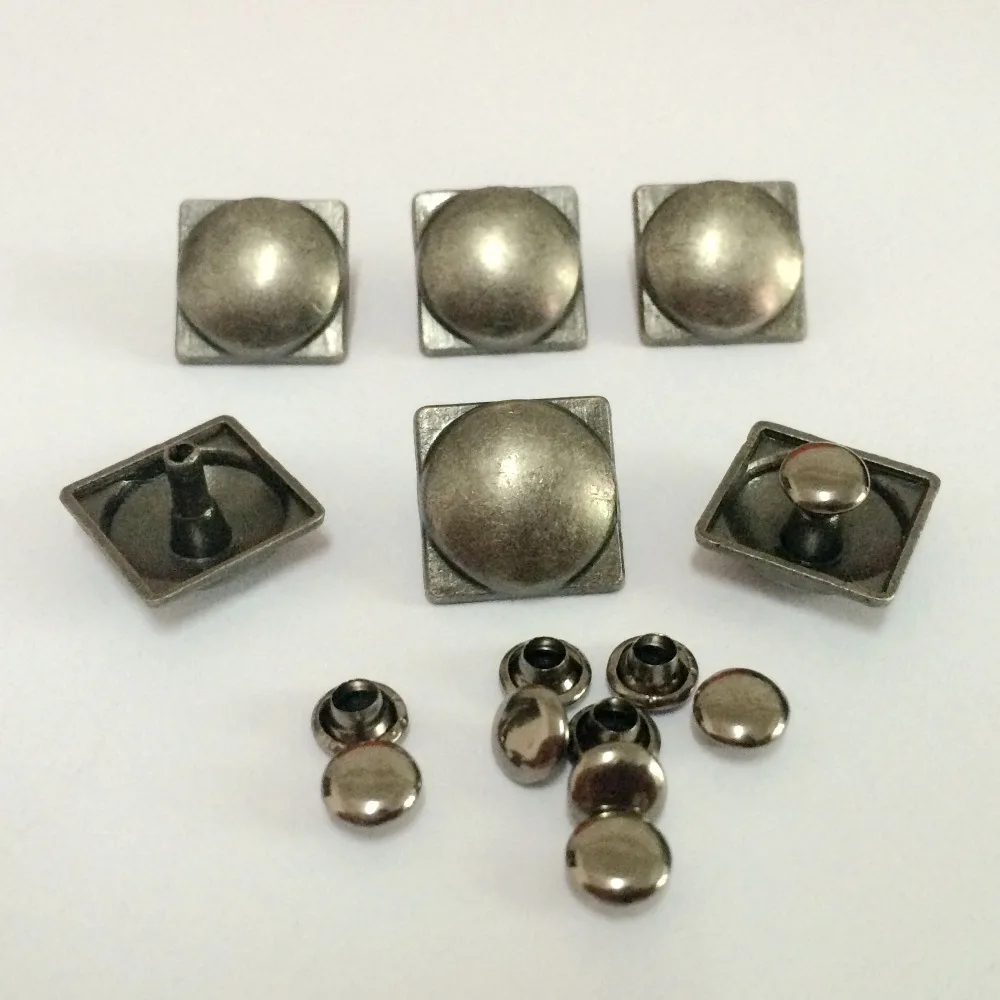 50PCS 14MM Antique Silver Square Rivet Punk Spike Square Round Studs
