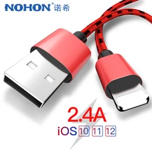 NOHON нейлоновый зарядный кабель для Apple iPhone XR XS MAX X 8 7 6S 5S 5 6 Plus IOS 10 11 12, кабели для зарядки и синхронизации данных