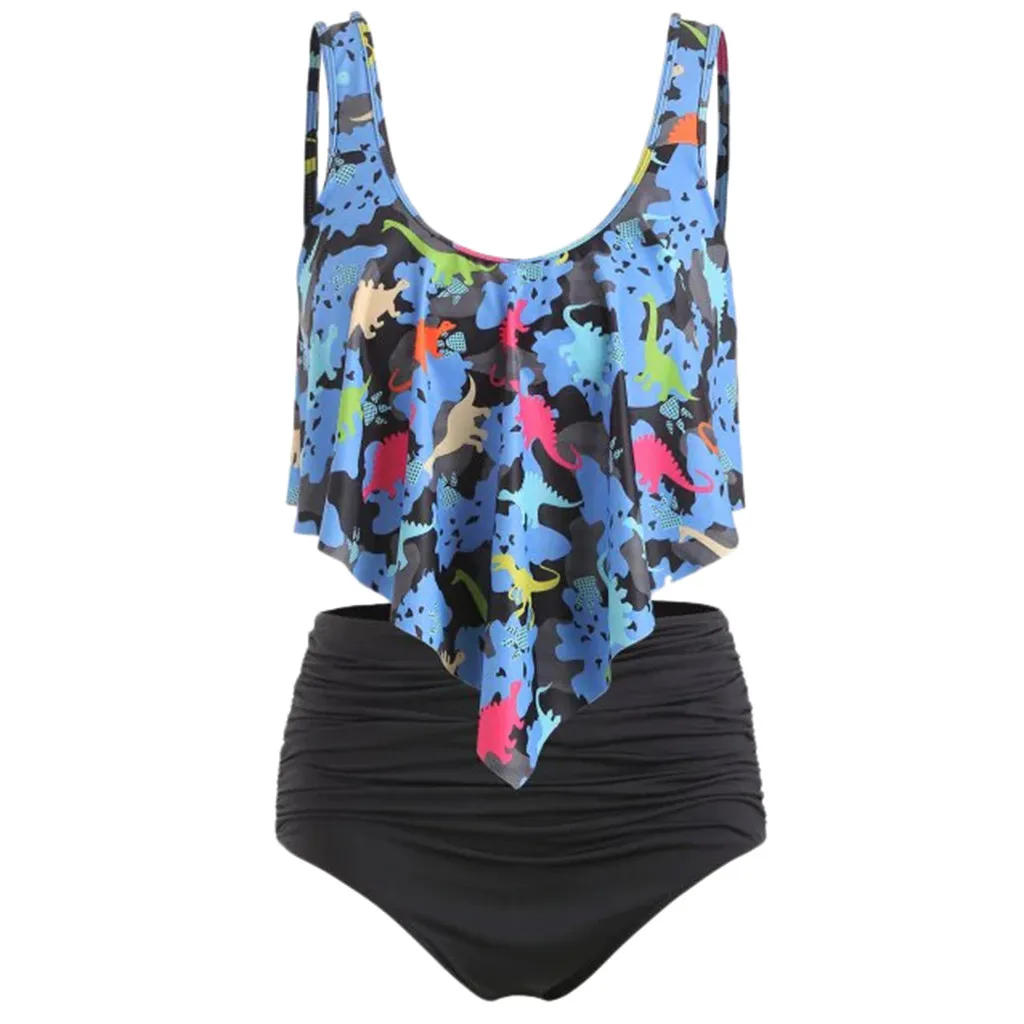 

2019 Woman Bikini Set Swimsuits High Waist Dinosaur Print Bathing Suit Beach Swimwear Female Sexy Bather Maillot De Bain Bikinis