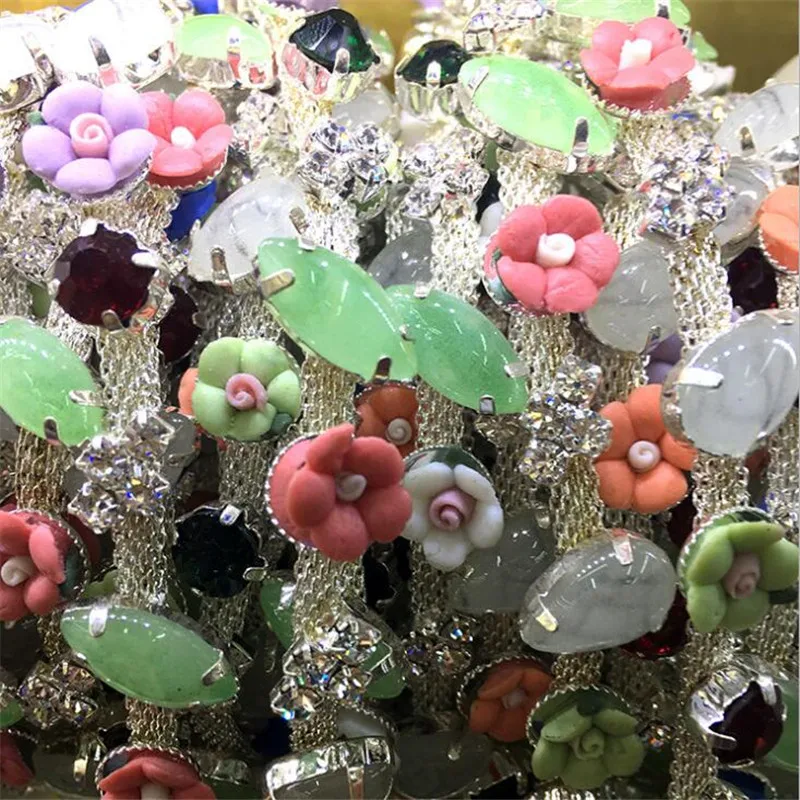 

1Yard/Lot Bling Multi Color DIY Dense Sew On Claw Crystal Rhinestones Chain Wedding Clothing Garment Hand Craft Art Decoration