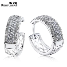 DreamCarnival 1989 New Arrivals Big Hoop Earrings for Women Rhodium Color Half White Cubic Zirconia Brinco Argola Moda SE24114 DreamCarnival 1989 New Arrivals Big Hoop Earrings for Women Rhodium Color Half White Cubic Zirconia Brinco Argola Moda SE24114