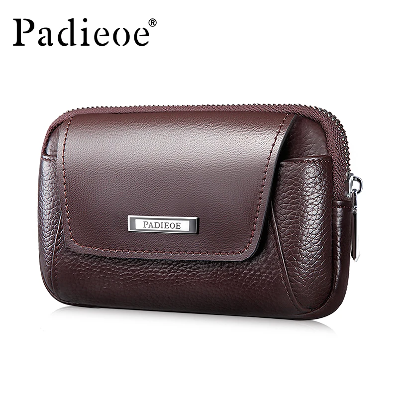 

Padieoe Luxury Men's Genuine Cow Leather Waist Pack High Quality Durable Waist Bag Vintage Real Cow Leather Retro Fanny Bag