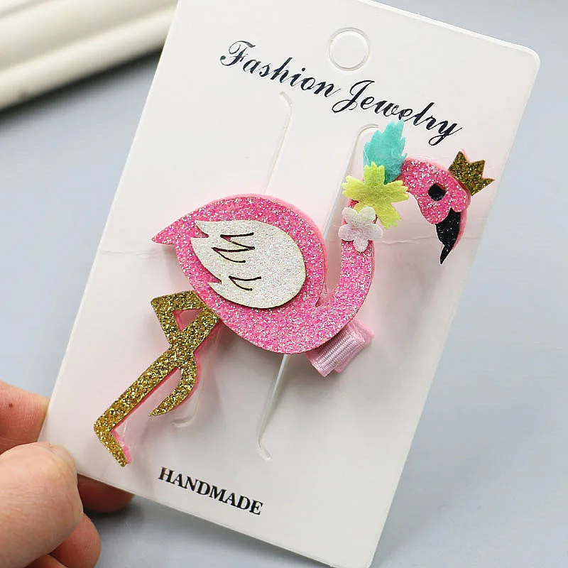 10pcs Set Pink Flamingo Hair Clip Glitter Hair Barrette Fashion