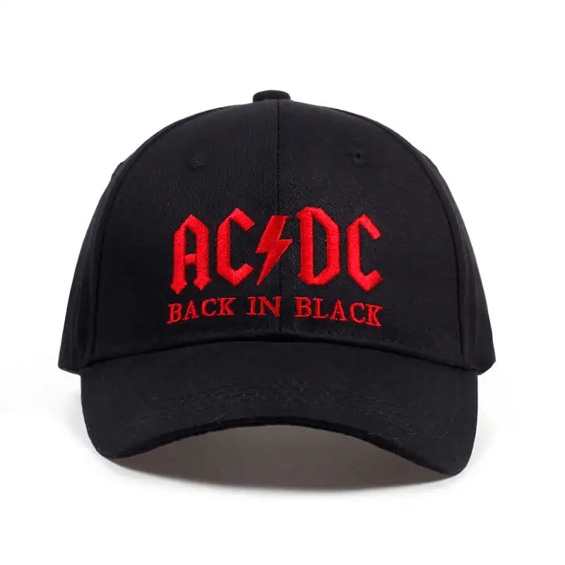 Новинка, AC/DC, бейсбольная кепка, рок, хип-хоп кепка, мужская, acdc, snapback, шапка с вышивкой, надпись, повседневная, DJ, рок, папа, шляпа - Цвет: black red