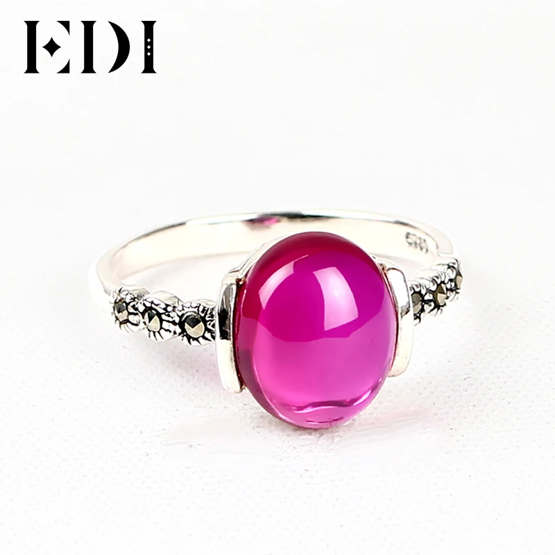 

EDI 4 Color Wedding Rings Vintage Red Garnet Silver 925 Rings For Women Retro Natural Stone Silver Ring Set Female Jewelry Gift