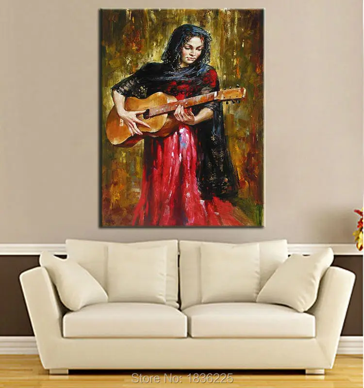 ZWPT186 100% handpainted beautiful girl Candlelight night oil painting  Canvas 