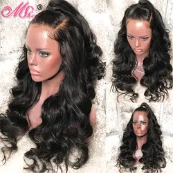 Mshere 360 парик с кружевом 150% плотность предварительно сорванные бразильские волосы с волнистыми волосами на кружеве человеческие волосы