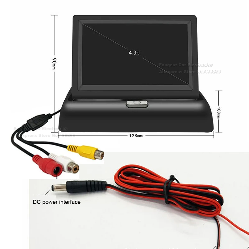 Fongent складной цифровой TFT ЖК-экран Автомобильный монитор для автомобиля заднего вида камера заднего вида или DVD Поддержка NTSC/PAL 4,3/5 дюймов