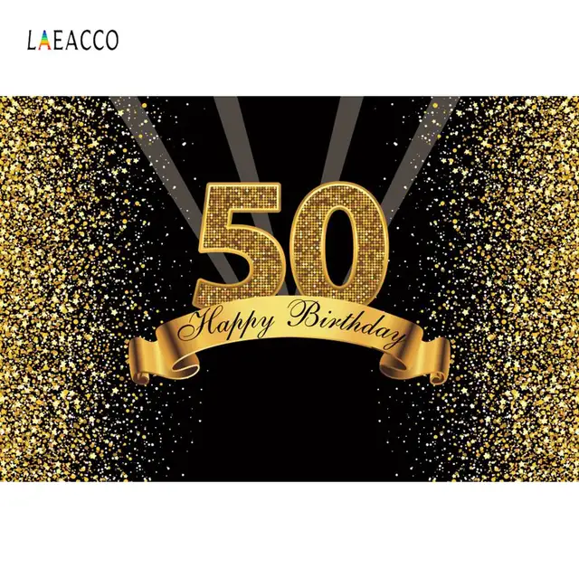 Happy 50th Birthday Party Gold Polka Dots Sequins Poster Portrait Photography Backdrops Photo Backgrounds Photocall Photo Studio