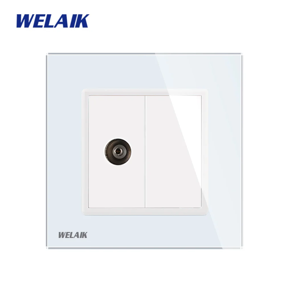 WELAIK Хрустальная панель 1 рамка европейская настенная розетка ТВ A18 TV W/B|glass socket eu|wall