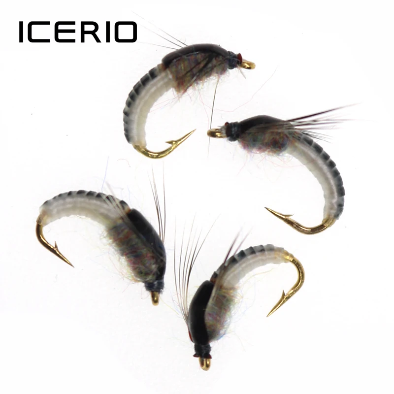 ICERIO 4 шт. приманка для ловли нахлыстом червь Nymph Scud Fly искусственное насекомое приманка#12