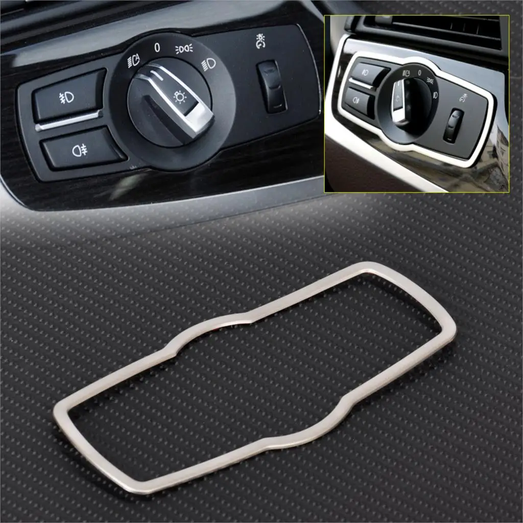 CITALL ABS Chrome Interior Headlight Switch Button Cover Trim For BMW 5