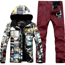 Высококачественный мужской лыжный костюм, мужской костюм для катания на коньках, мужской лыжный костюм, лыжная куртка и темно-красные лыжные брюки, одежда для лыж, велосипедный костюм