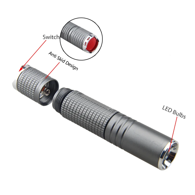Серый титана цвет мини портативный фонарь Q5 500 лм 3 режима светодиодный фонарик для батареи АА