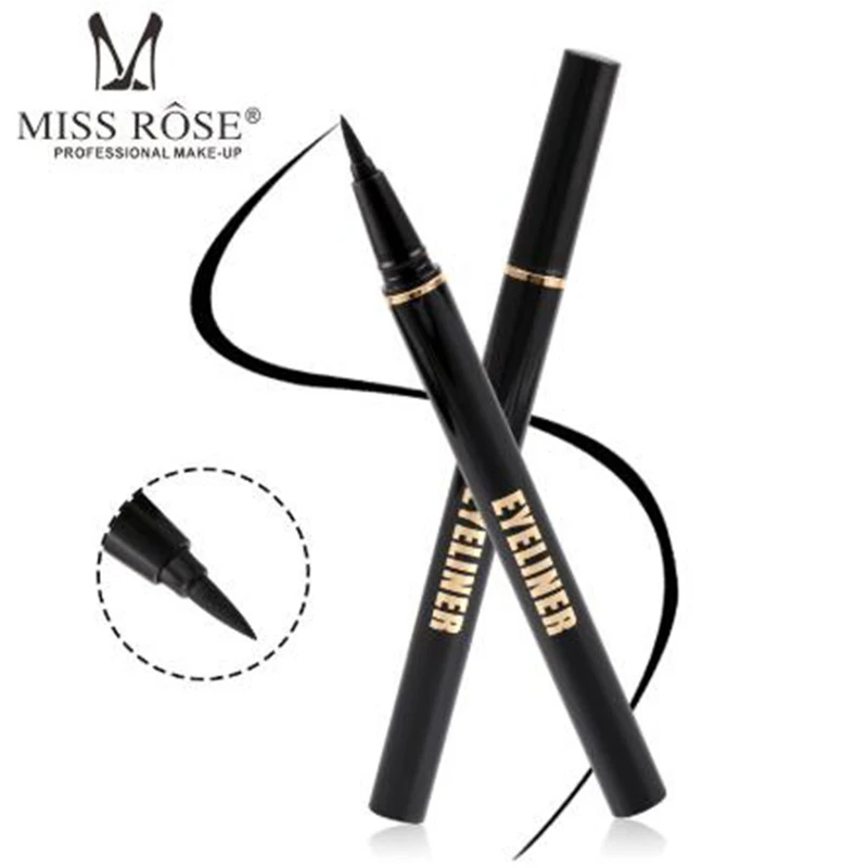 

MISS ROSE Black Eyeliner Pen Structure Eyeliner Eye Makeup Makeup Gold Color Box