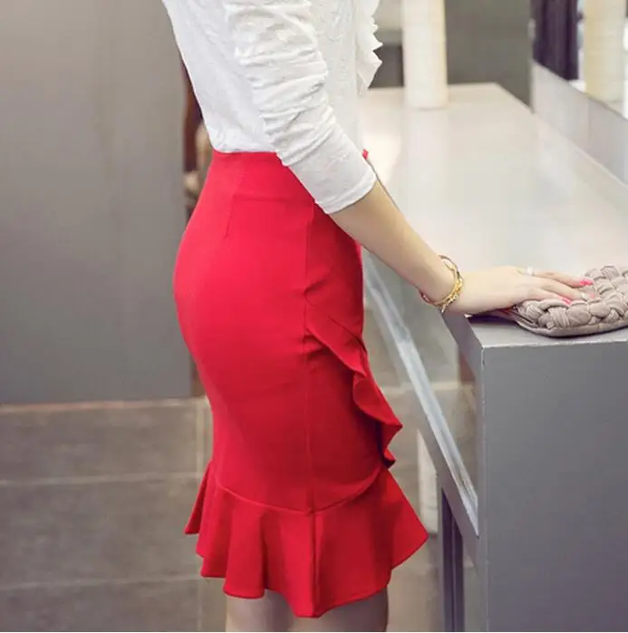 Женская офисная юбка с оборками необычная высокой талией модель 5XL 2020|skirt irregular|high