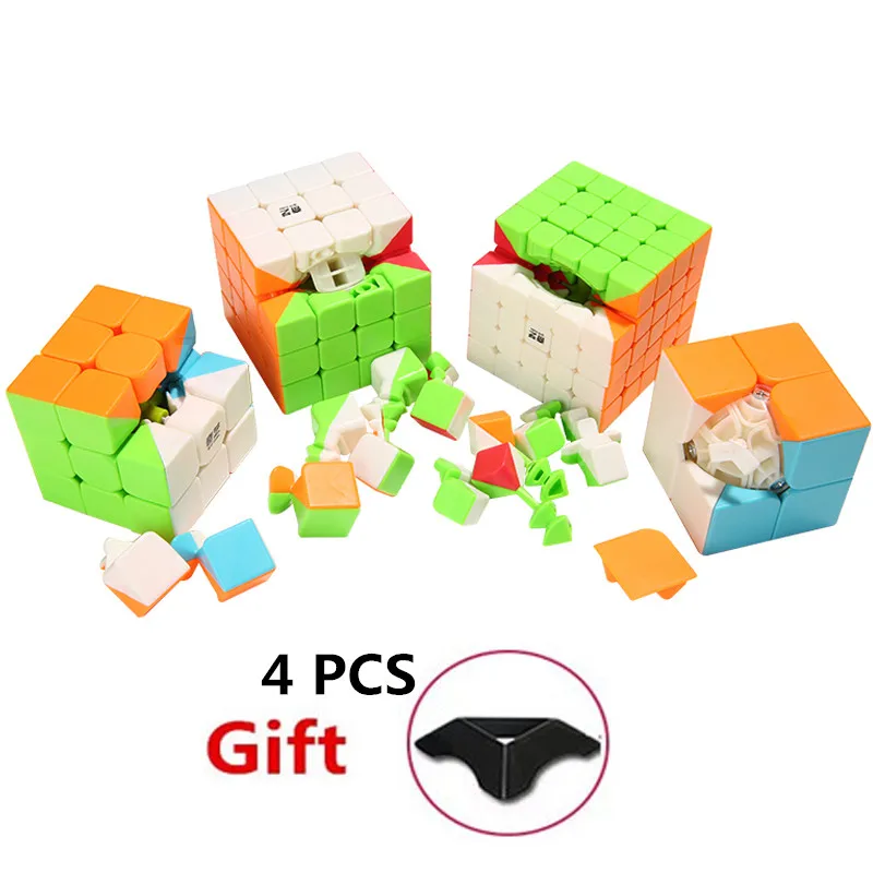 

4 PCS/Set 2x2x2 3x3x3 4x4x4 5x5x5 Speed Magic Puzzle Cube Set Professional Educational Toys For Children Magic Speed Cube Set