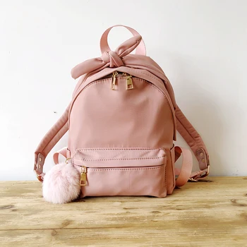

2018 Hot Sale Style Bag Women's Backpack Travel Bag Student Bag Girl Backpack Casual Hair Ball Solid Color Travel Backpack