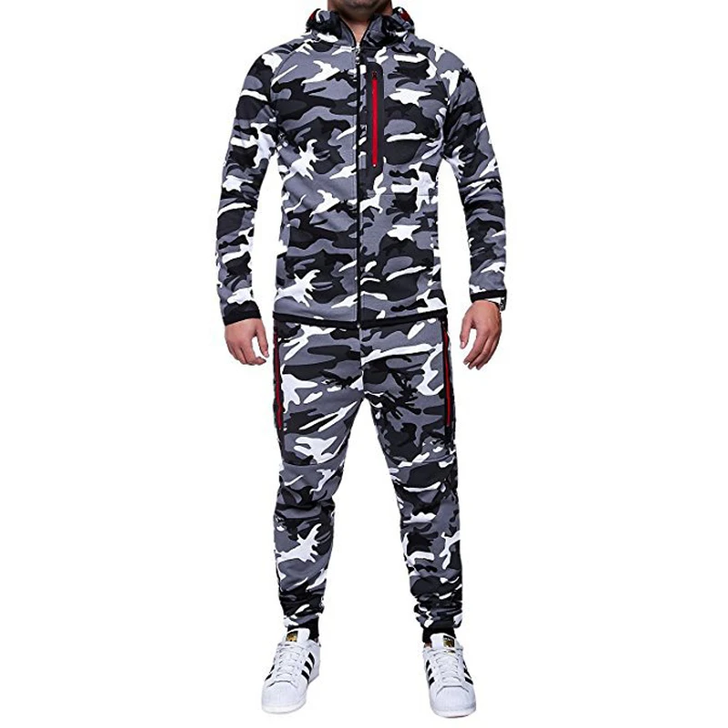 Buy Camouflage Tracksuit Men Set Hooded Sporting Set