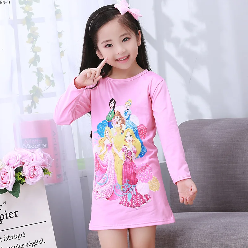 

Wholesale Kids SleepDress Princess Nightgown for Kids Print Long Sleeve Girl Nightgown Girls Nightwear Cute Home Sleepwear