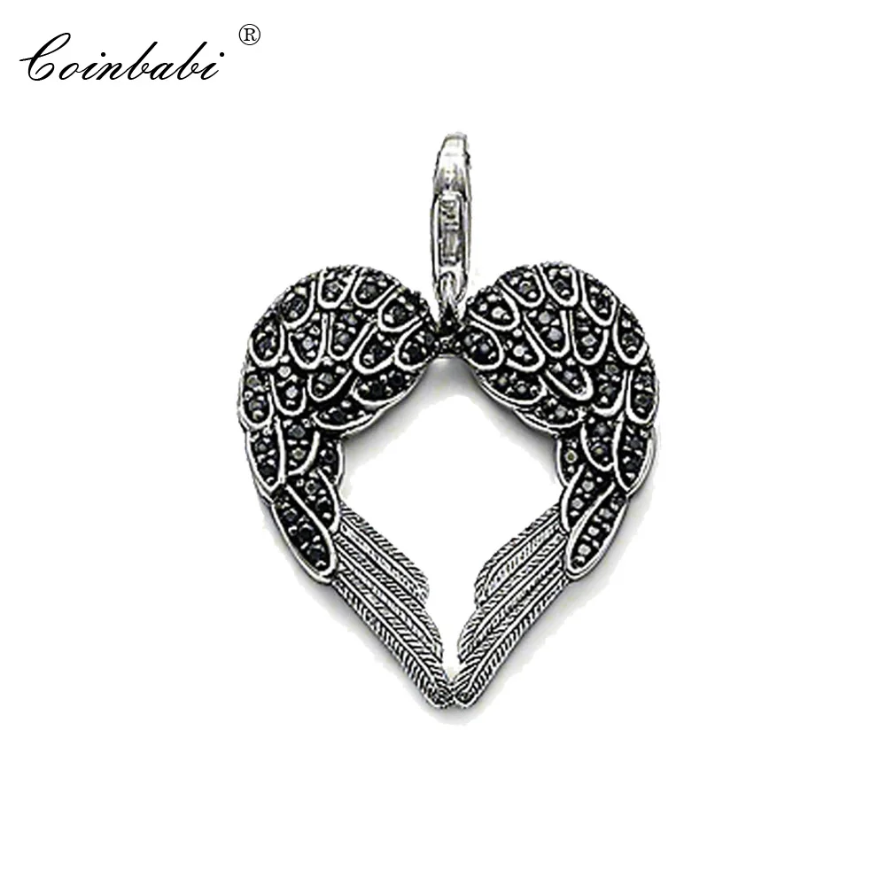 

Pendant Black Wings Heart 925 Sterling Silver For Women Trendy Gift Thomas Key Chains Factory Jewelry Pendant Fit Ts Necklace