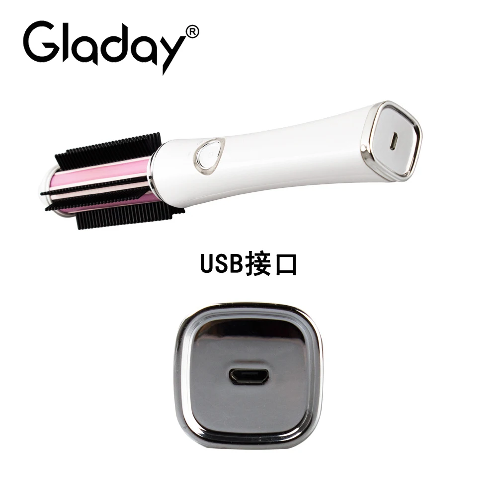 Gladay USB portable wireless charging hair curling professional Ceramic coating hair curler iron Hair Curl Styling Tool