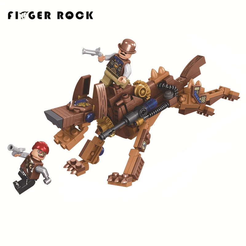 

Finger Rock Age Of Steam Series Punk Dog Model Building Block Educational Military Figures Bricks For Children Gifts Brinquedos
