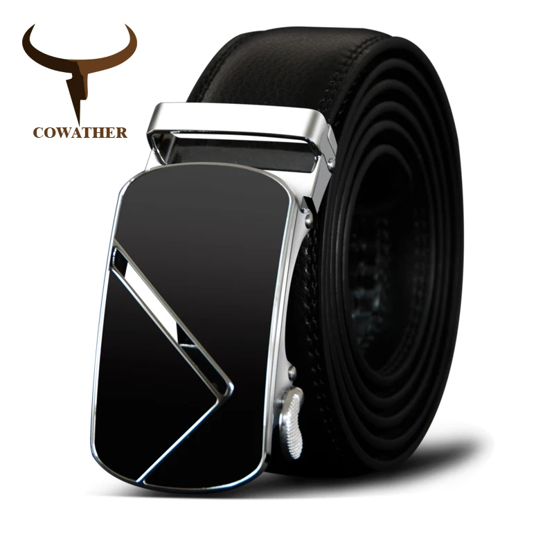 

COWATHER Metal Buckle Cow Genuine Leather Men's Belt Cowhide Belts for Men Automatic Buckle Male Strap Fashion Leather Straps