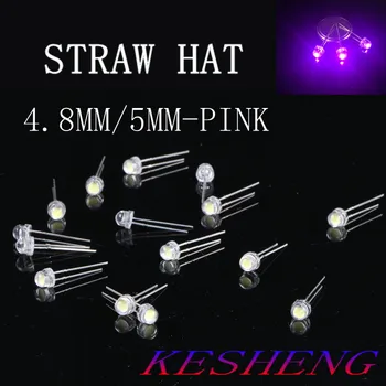

500PCS Water Clear LED Diode Pink Light 5mm Straw Hat Wide Angle 5 mm Transparent Lamp Light-Emitting Diode Through Hole Bulb