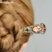 Винтажная Хрустальная заколка для волос, металлическая бронзовая Шпилька, заколка для волос, ювелирные украшения в стиле ретро, банкетные шпильки, женские свадебные аксессуары для волос