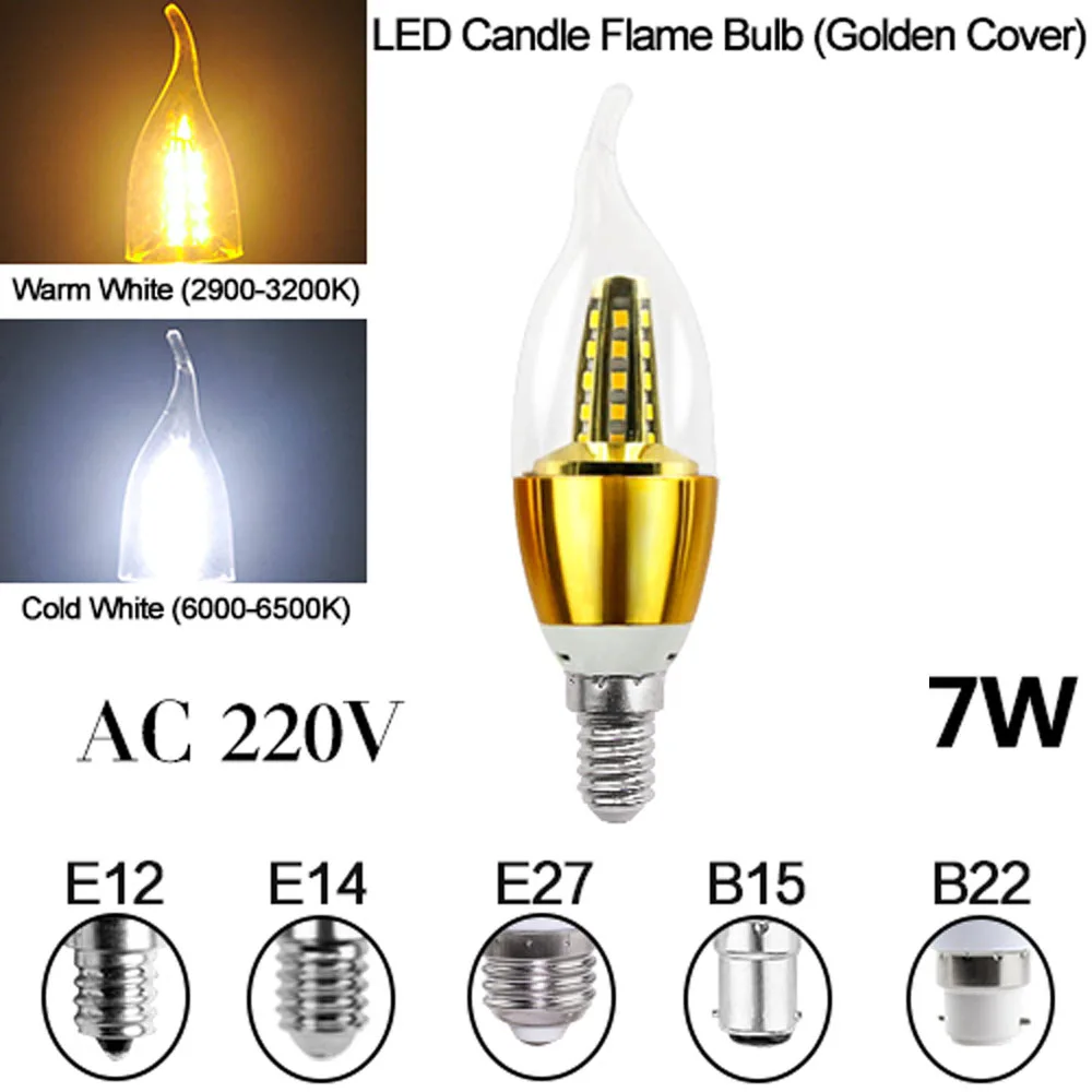 JianJianDian светодиодный лампы E14 E12 B15 E27 B22 SMD2835 110-220V светодиодный Свеча светильник 3W 5 Вт 7 Вт светодиодный 8 Вт люстра белый/теплый белый светодиодный светильник