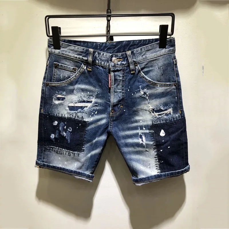 Новые летние Для мужчин Stretch Slim Fit Короткие джинсы скинни Джинсовые шорты s