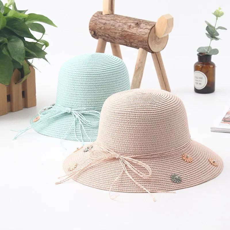 Детская шапка женщин сезон весна-лето Корейский родитель-ребенок Детская шляпа солнца мода соломенная шляпа пляж праздник рыбак шляпа солнца шапки