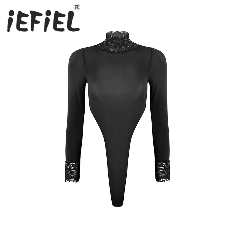 iEFiEL Women Sexy Lingerie Fashion Long Sleeves One Piece Turtleneck ...