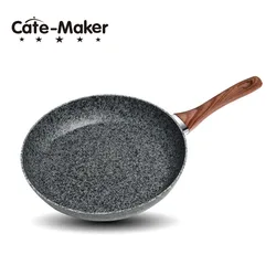 Non Stick GRANITE Frying Pan Black MARBLE Coated For Gas Electric Induction Hob