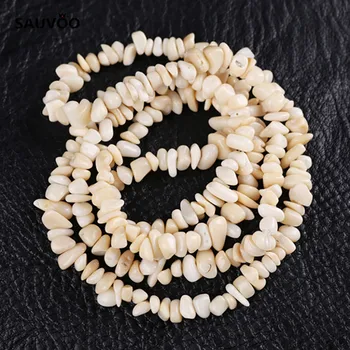 

SAUVOO Approx.80cm/lot White Coral Loose Spacer Natural Stone Beads 5-8mm for DIY Gem Bracelet Necklace Jewelry Findings F1801