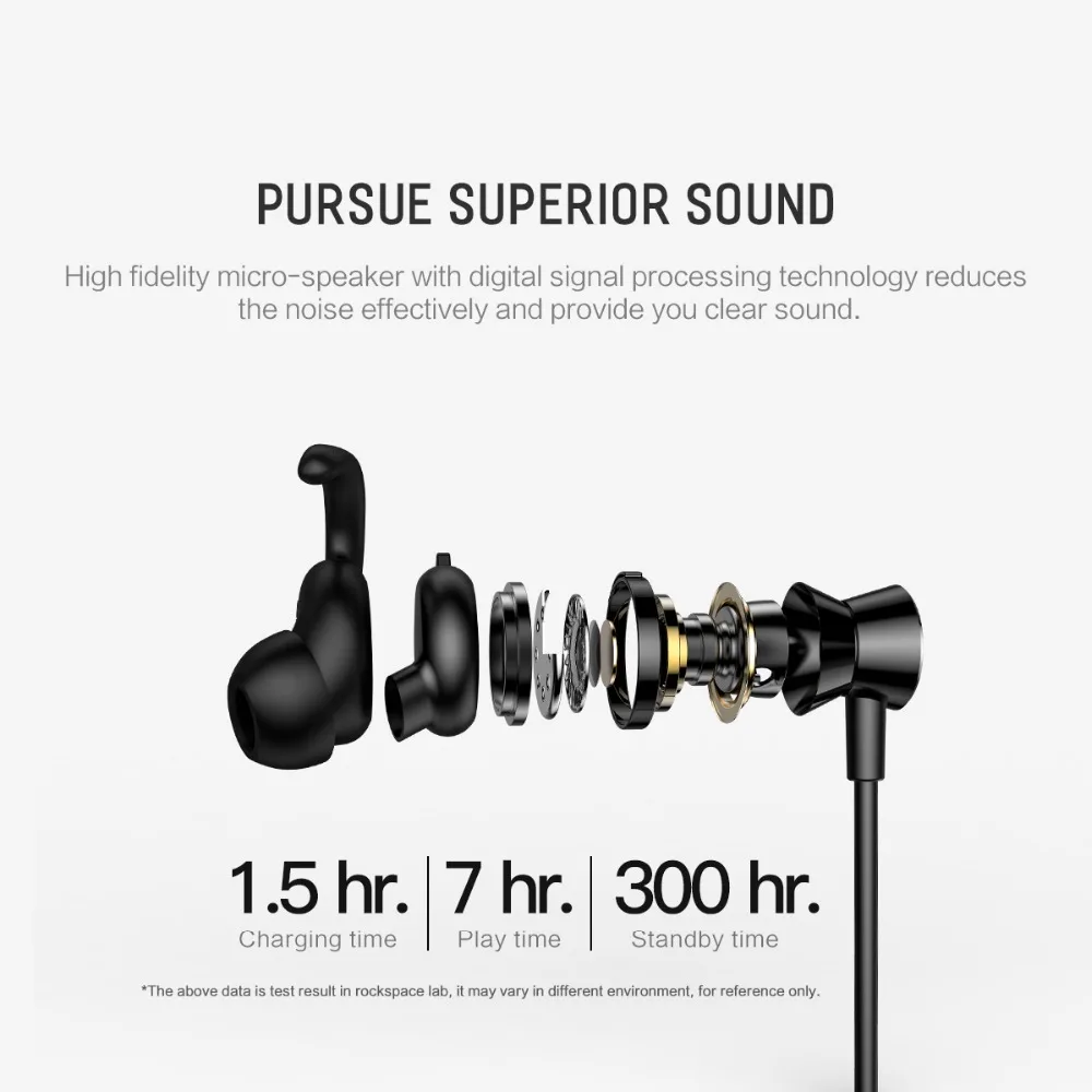 ROCKSPACE Mutop Bluetooth V5.0 Wireless Headsets Earbuds Neckband Auriculare Magnet For Sport Running Stereo Sound With Mic